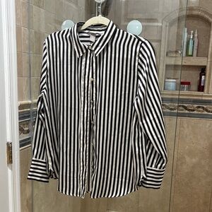 H&M Black and White Striped Blouse